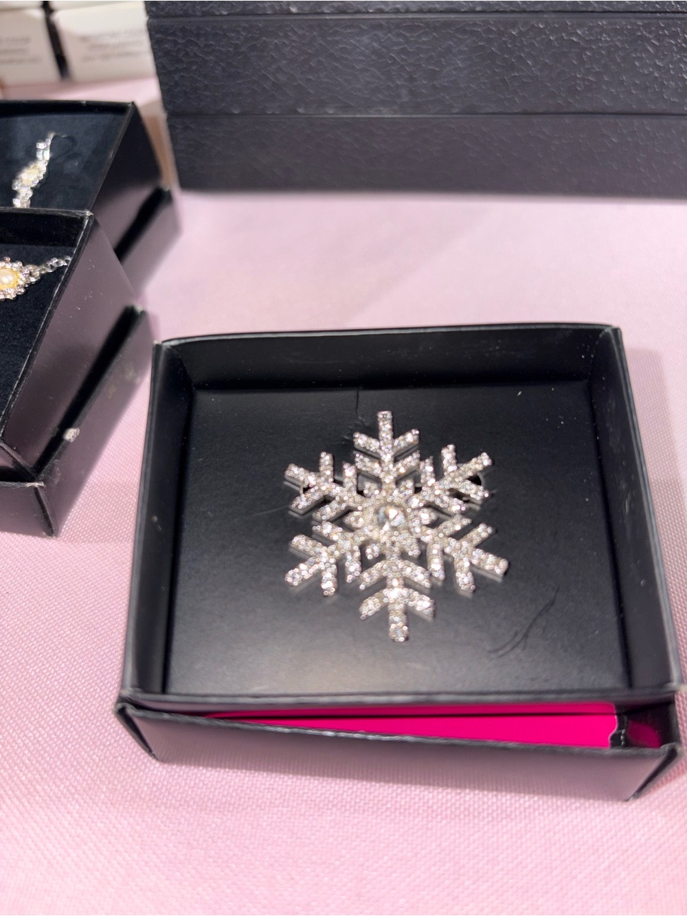 Avon Silver Snowflake Brooch with Clear Crystals